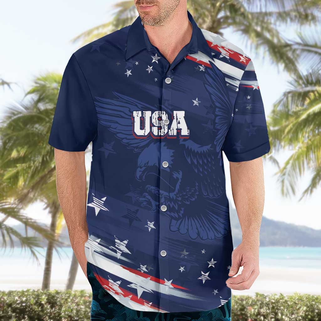 Personalized Fourth Of July USA Hawaiian Shirt The Stars and Eagle