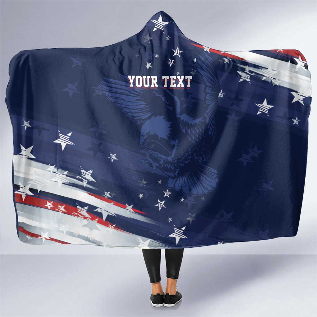 Personalized Fourth Of July USA Hooded Blanket The Stars and Eagle