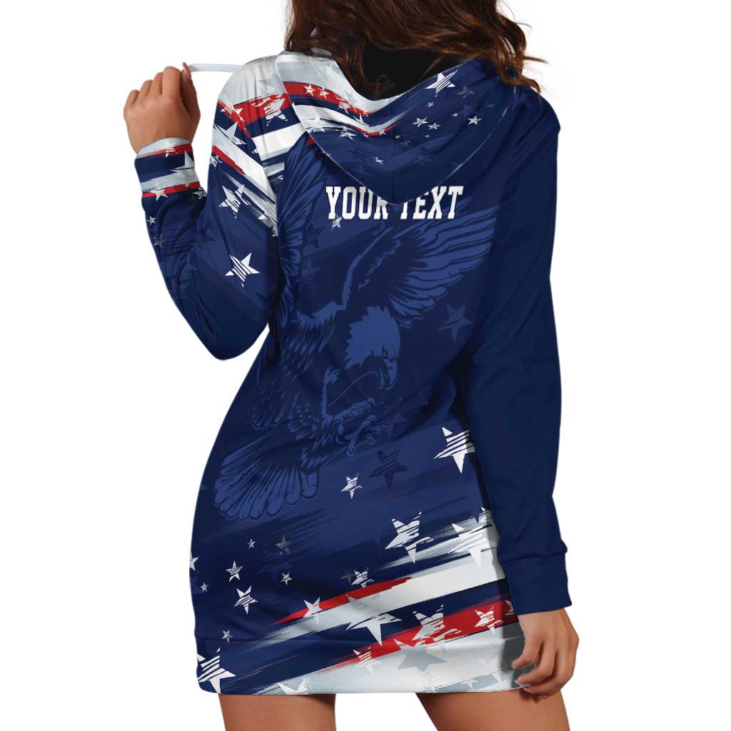 Personalized Fourth Of July USA Hoodie Dress The Stars and Eagle