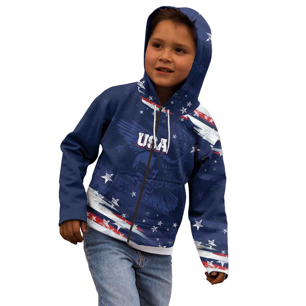 Personalized Fourth Of July USA Kid Hoodie The Stars and Eagle