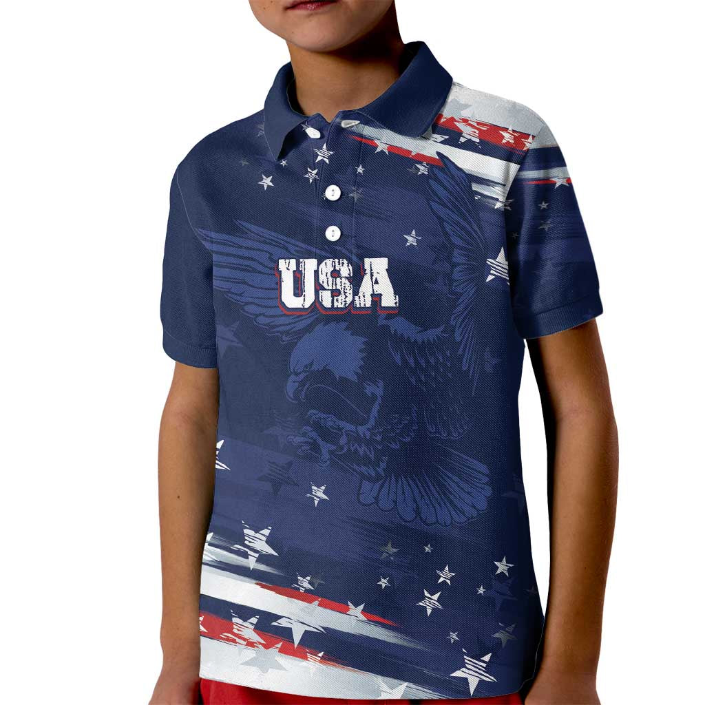 Personalized Fourth Of July USA Kid Polo Shirt The Stars and Eagle