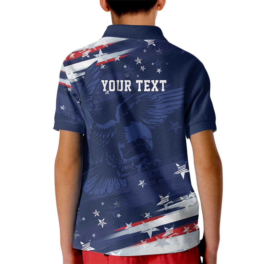 Personalized Fourth Of July USA Kid Polo Shirt The Stars and Eagle