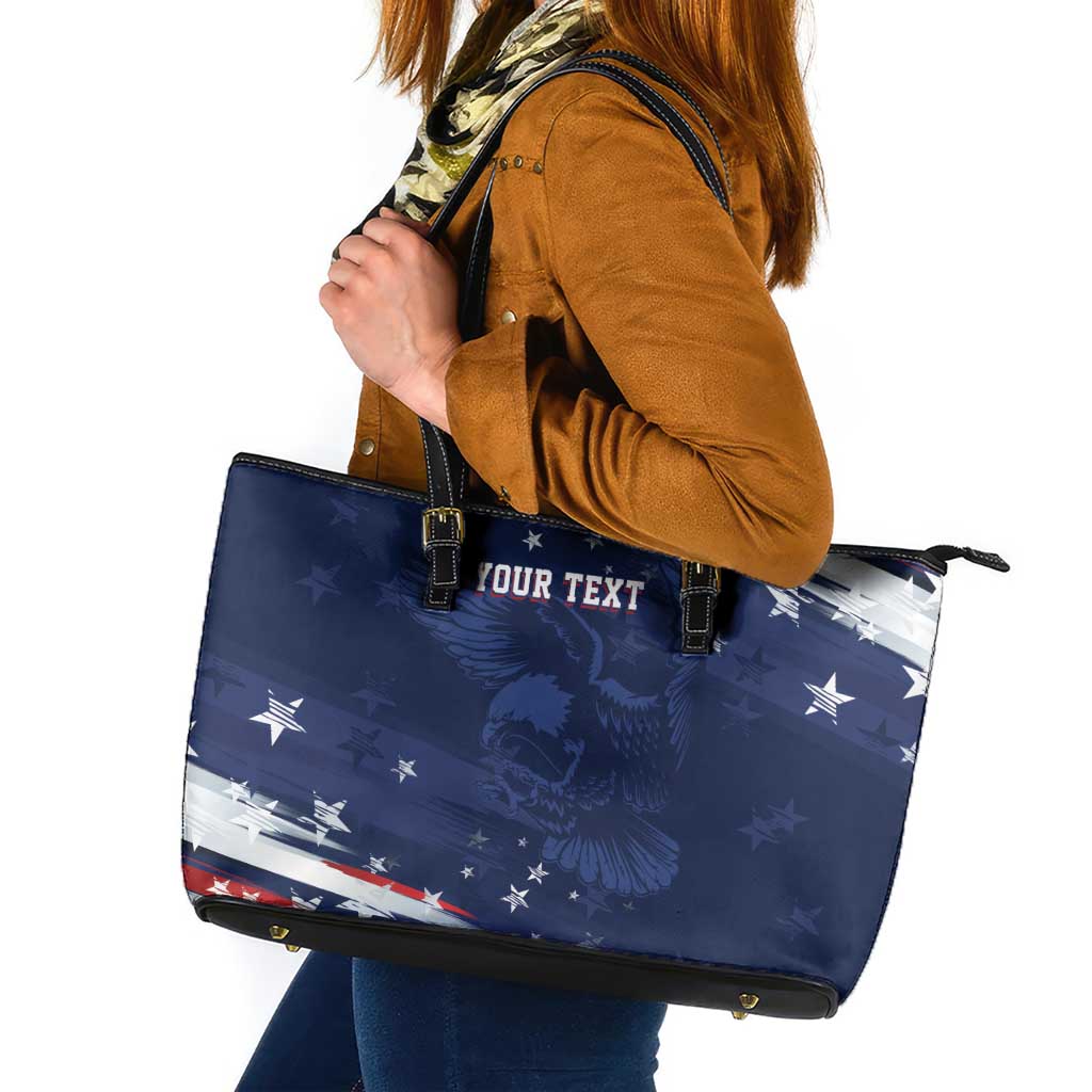 Personalized Fourth Of July USA Leather Tote Bag The Stars and Eagle