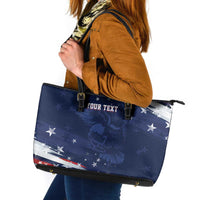 Personalized Fourth Of July USA Leather Tote Bag The Stars and Eagle