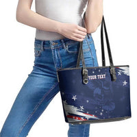Personalized Fourth Of July USA Leather Tote Bag The Stars and Eagle
