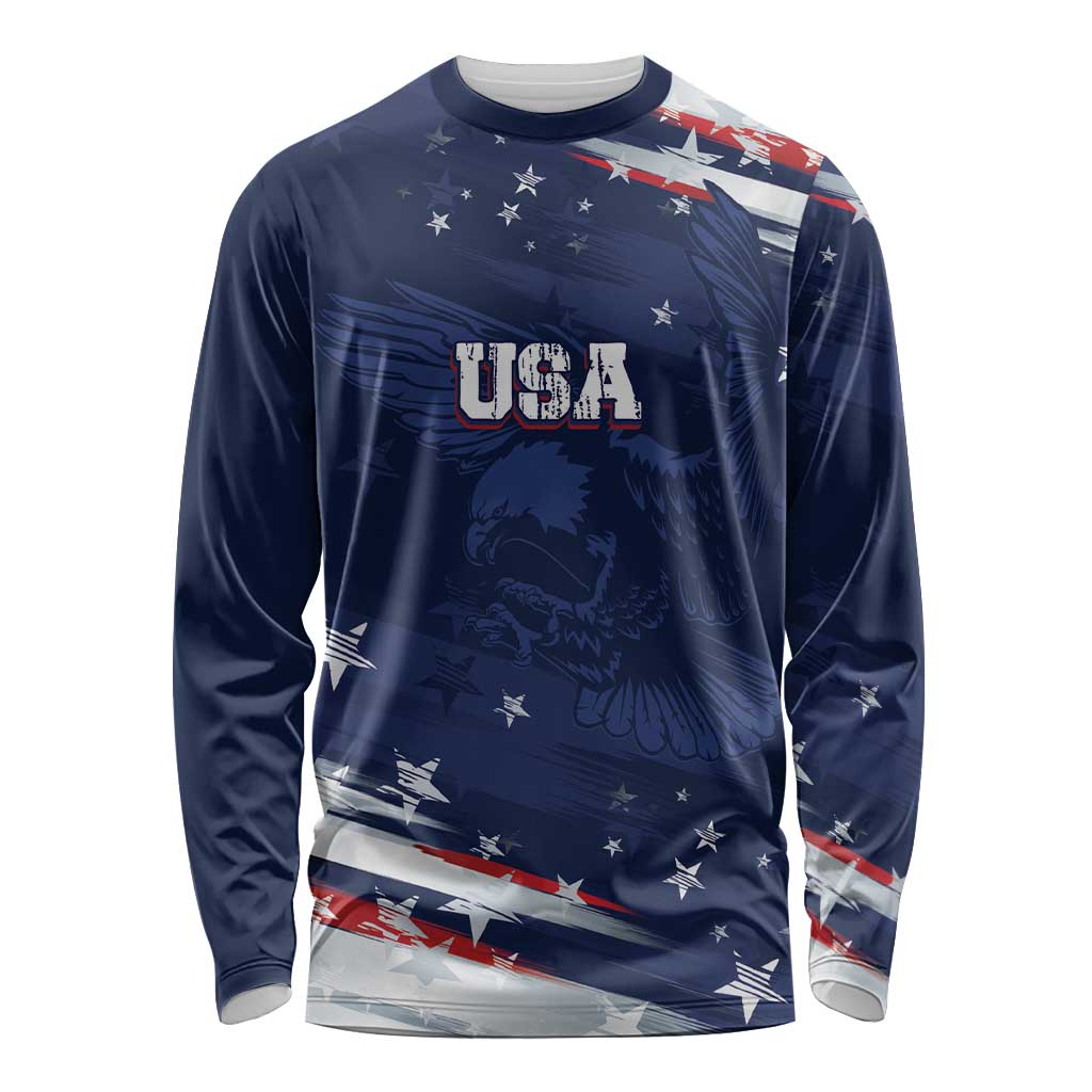 Personalized Fourth Of July USA Long Sleeve Shirt The Stars and Eagle