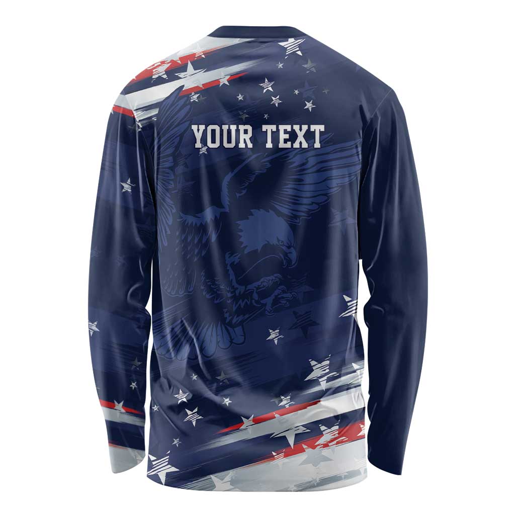 Personalized Fourth Of July USA Long Sleeve Shirt The Stars and Eagle