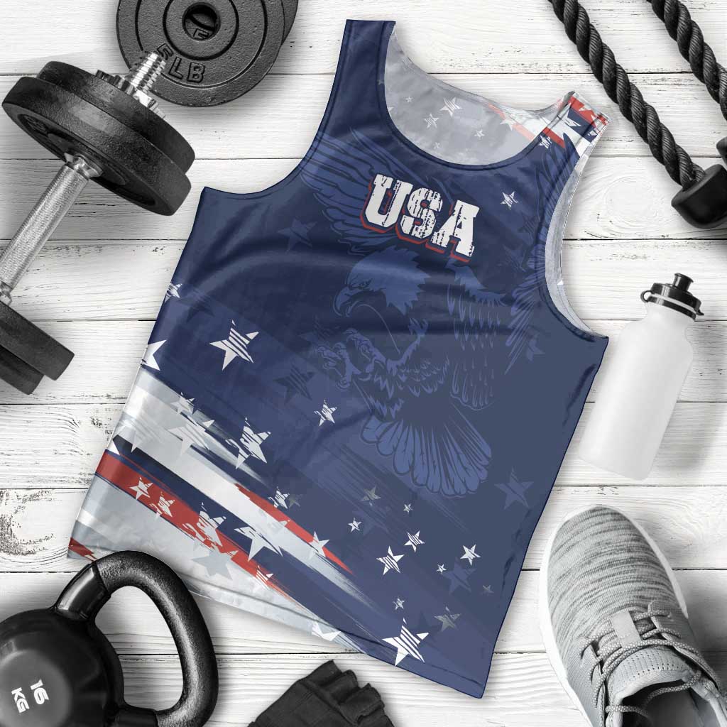 Personalized Fourth Of July USA Men Tank Top The Stars and Eagle