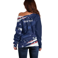Personalized Fourth Of July USA Off Shoulder Sweater The Stars and Eagle