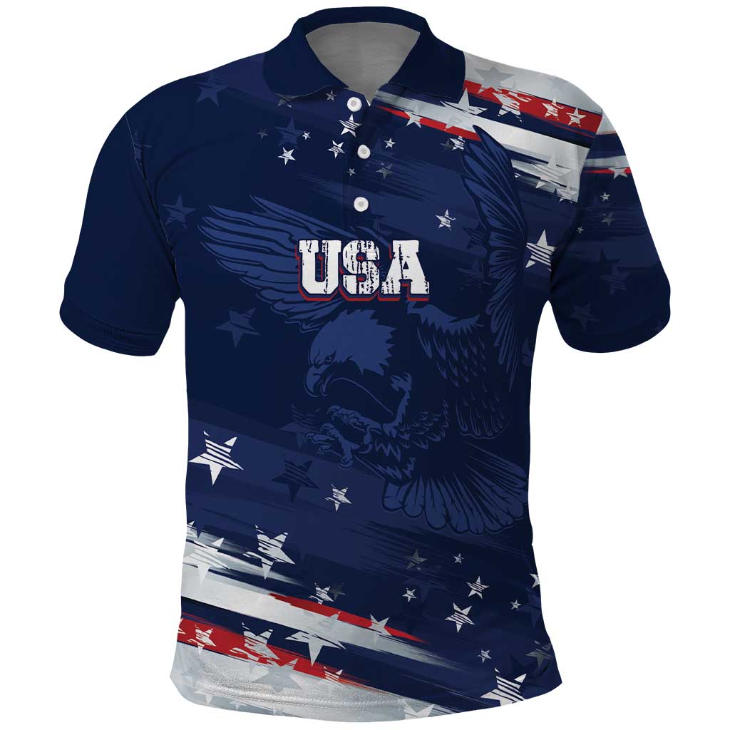 Personalized Fourth Of July USA Polo Shirt The Stars and Eagle