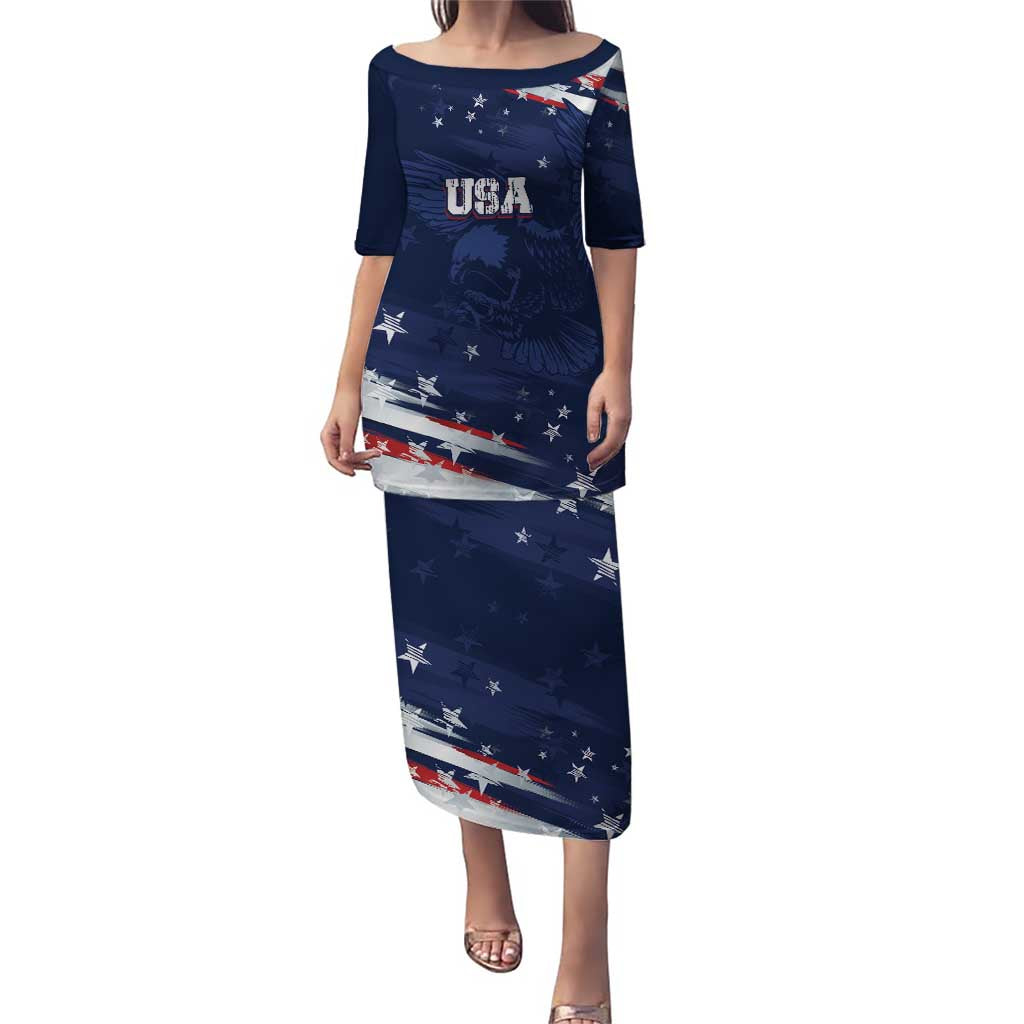 Personalized Fourth Of July USA Puletasi The Stars and Eagle