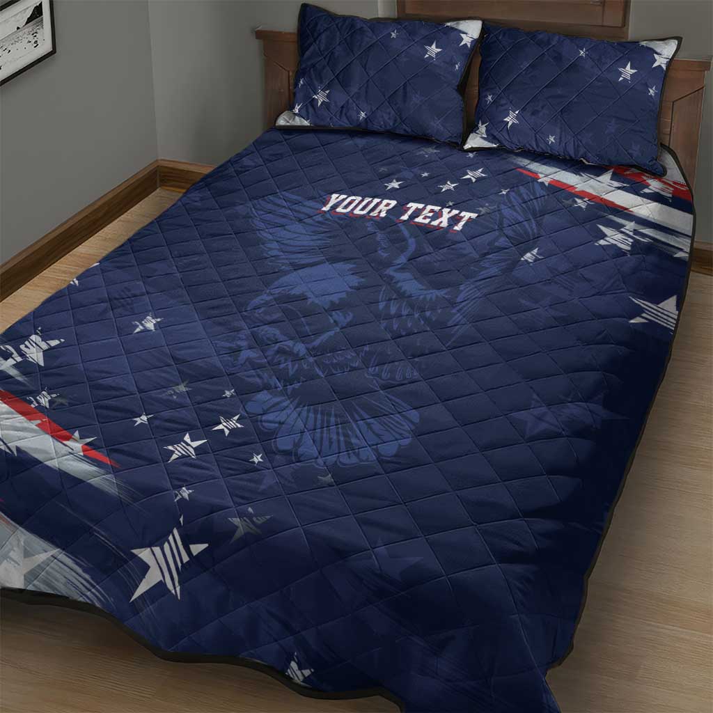 Personalized Fourth Of July USA Quilt Bed Set The Stars and Eagle