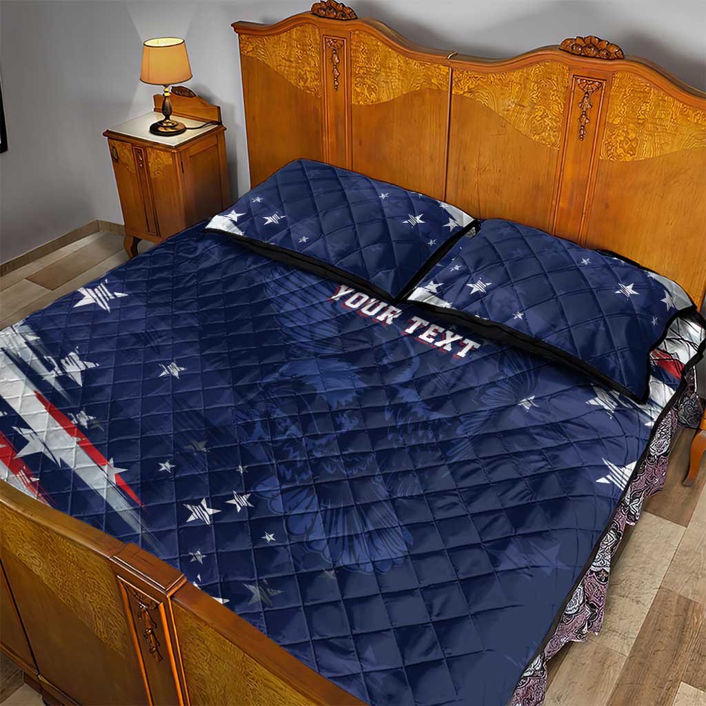 Personalized Fourth Of July USA Quilt Bed Set The Stars and Eagle