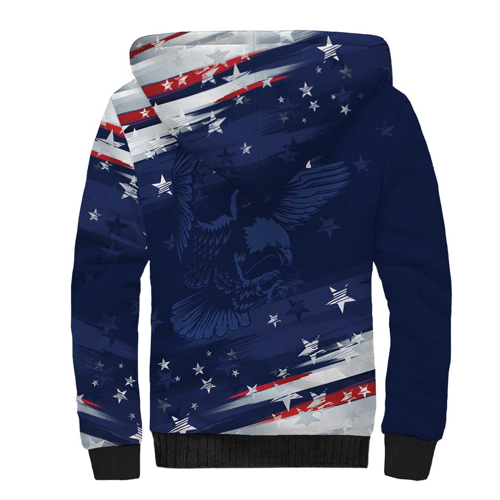 Personalized Fourth Of July USA Sherpa Hoodie The Stars and Eagle