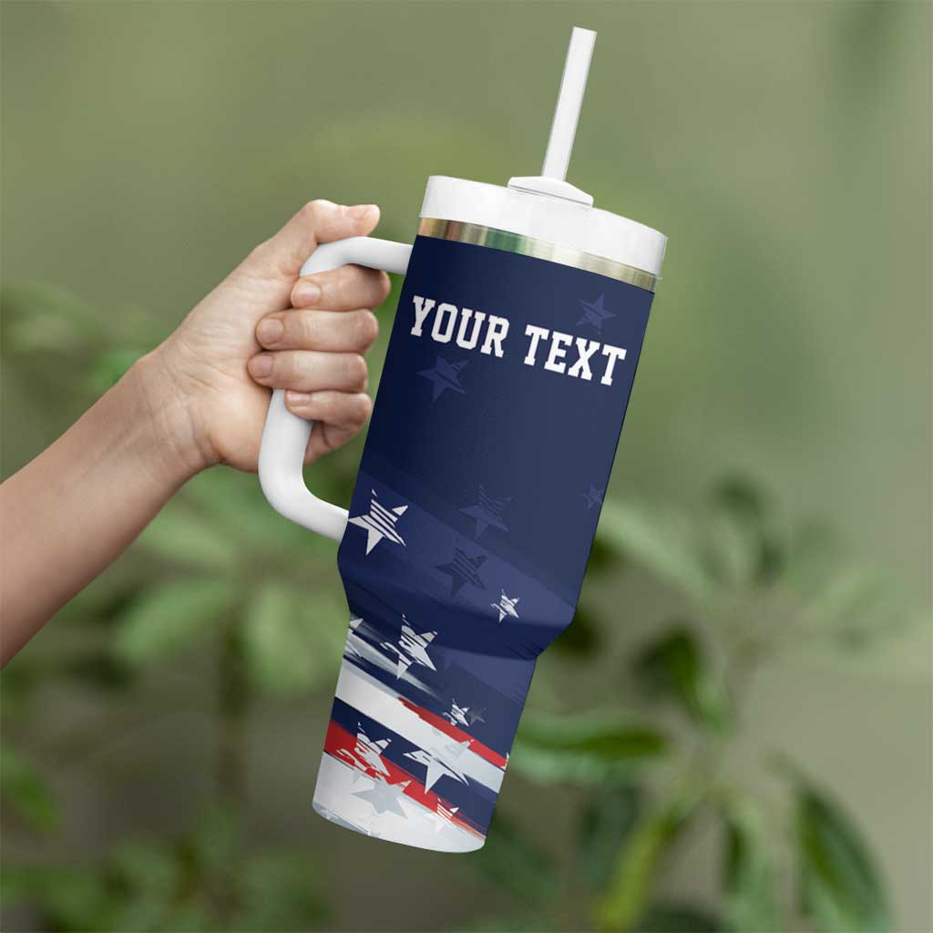 Personalized Fourth Of July USA Tumbler With Handle The Stars and Eagle
