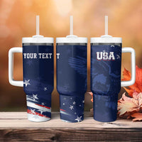 Personalized Fourth Of July USA Tumbler With Handle The Stars and Eagle