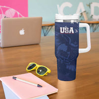 Personalized Fourth Of July USA Tumbler With Handle The Stars and Eagle