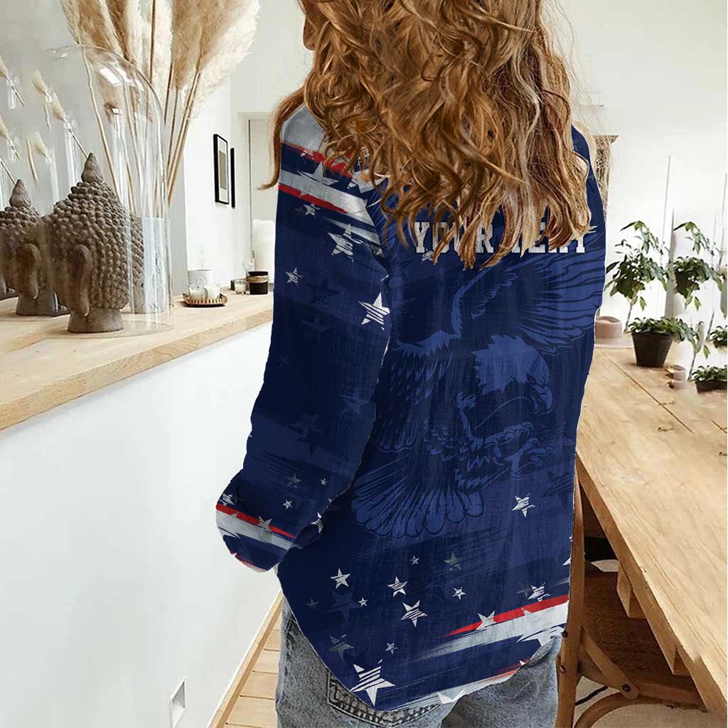 Personalized Fourth Of July USA Women Casual Shirt The Stars and Eagle