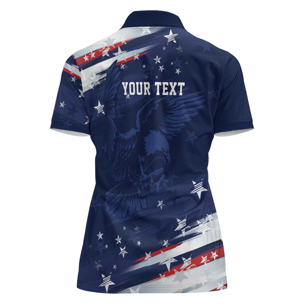 Personalized Fourth Of July USA Women Polo Shirt The Stars and Eagle