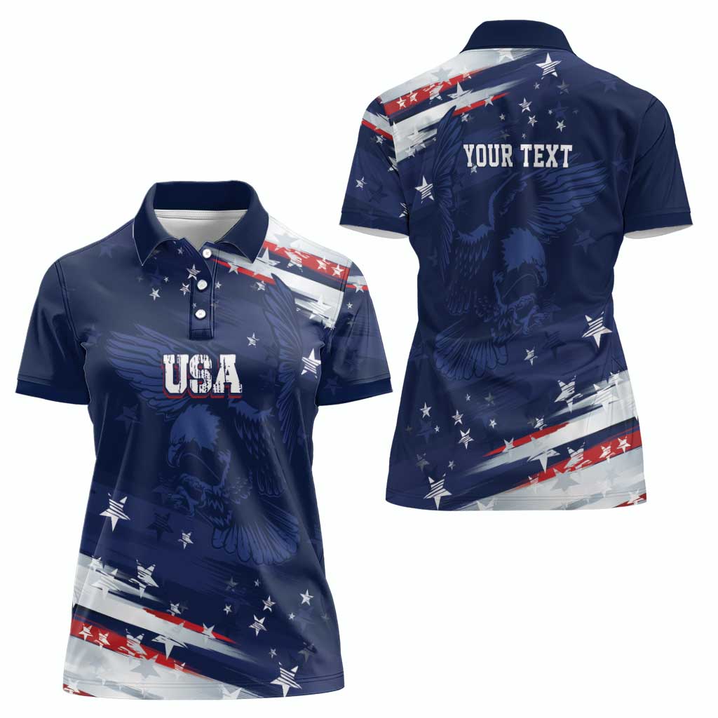 Personalized Fourth Of July USA Women Polo Shirt The Stars and Eagle