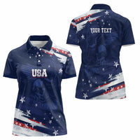 Personalized Fourth Of July USA Women Polo Shirt The Stars and Eagle
