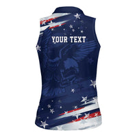 Personalized Fourth Of July USA Women Sleeveless Polo Shirt The Stars and Eagle