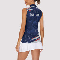 Personalized Fourth Of July USA Women Sleeveless Polo Shirt The Stars and Eagle