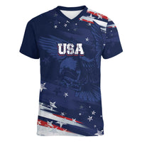 Personalized Fourth Of July USA Women V-Neck T-Shirt The Stars and Eagle
