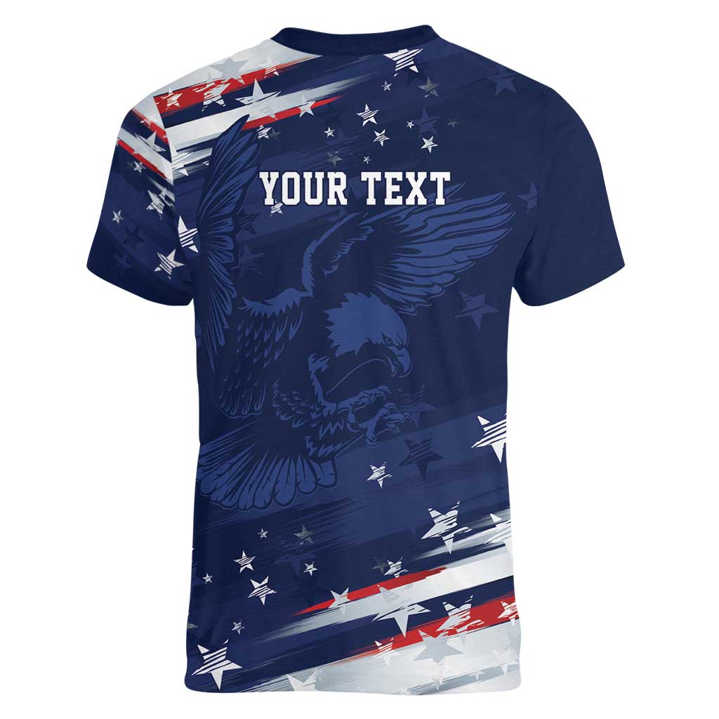 Personalized Fourth Of July USA Women V-Neck T-Shirt The Stars and Eagle