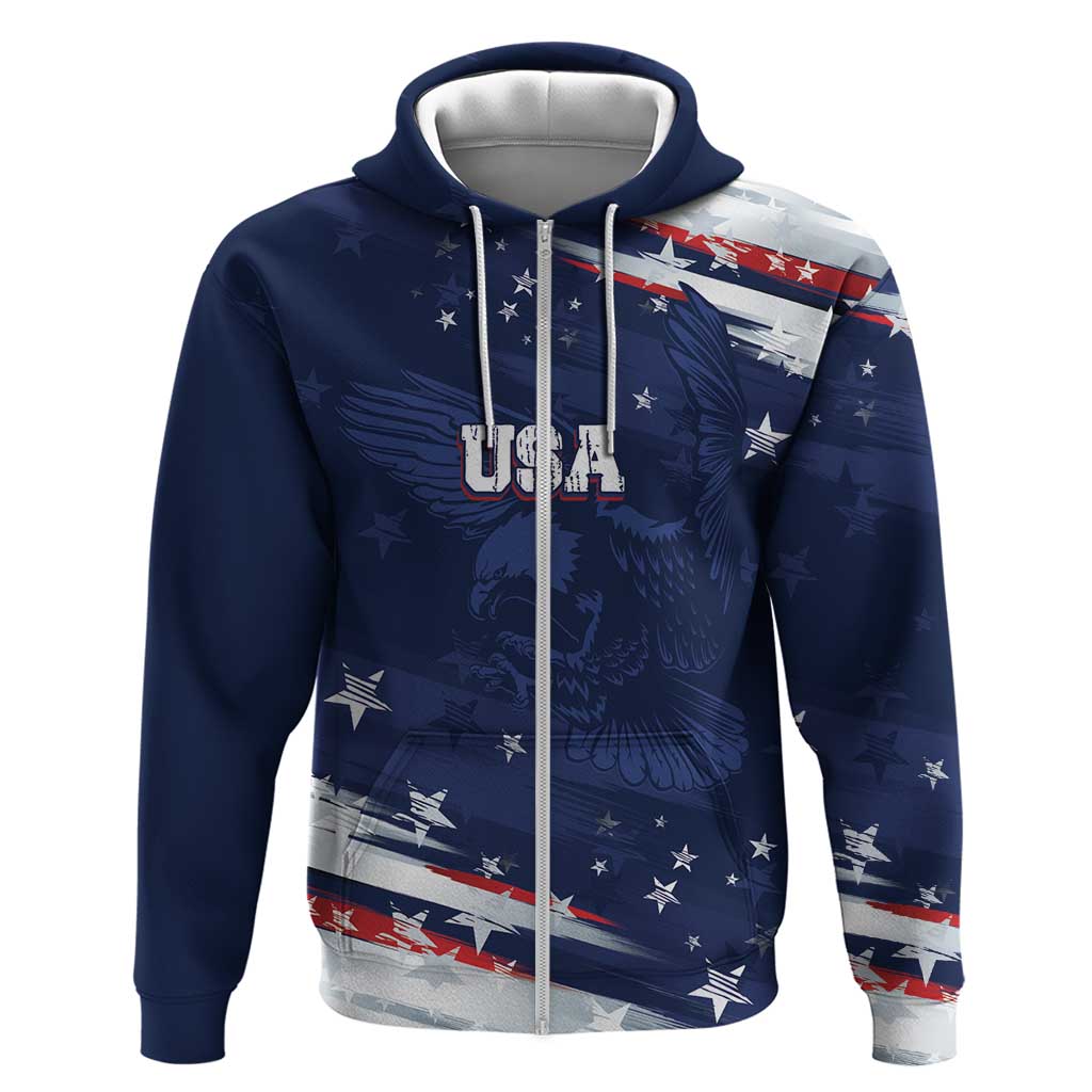 Personalized Fourth Of July USA Zip Hoodie The Stars and Eagle