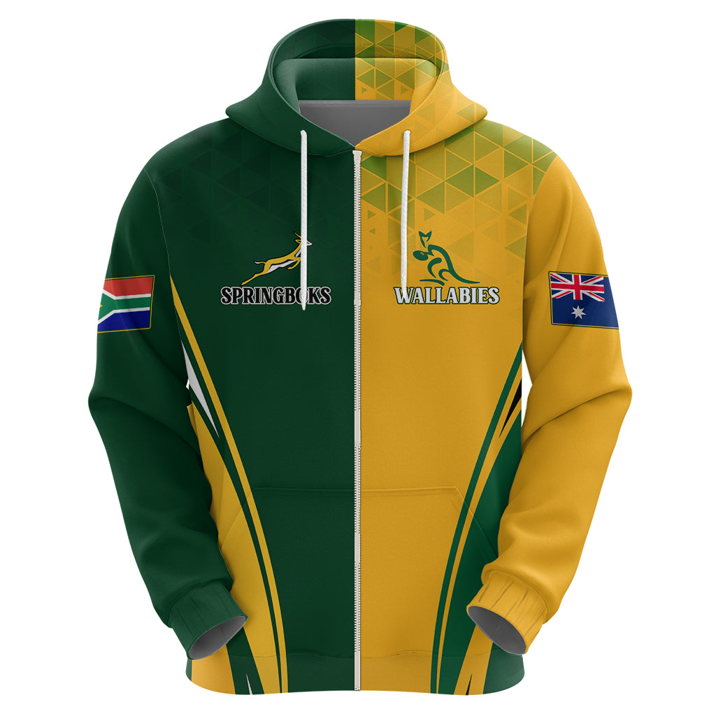 Personalised Australia Mix South Africa Rugby Hoodie Wallabies And Springboks - Champions Special Ver - Wonder Print Shop