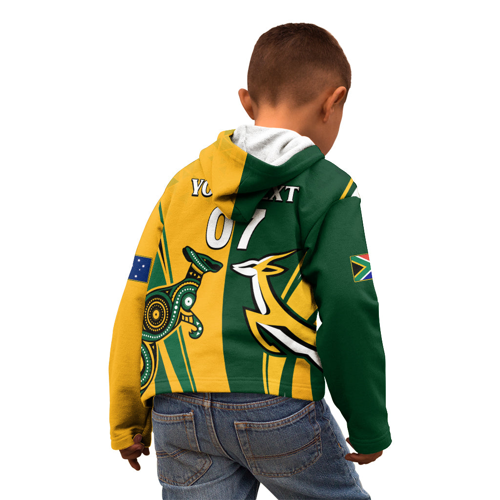 Personalised Australia Mix South Africa Rugby Kid Hoodie Wallabies And Springboks - Champions Special Ver - Wonder Print Shop