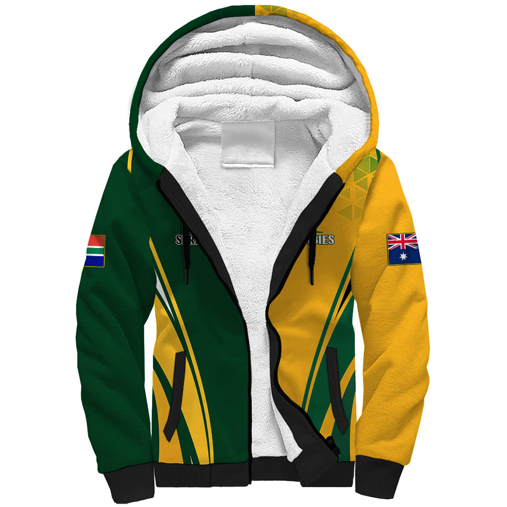 Personalised Australia Mix South Africa Rugby Sherpa Hoodie Wallabies And Springboks - Champions Special Ver - Wonder Print Shop