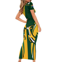 Personalised Australia Mix South Africa Rugby Short Sleeve Bodycon Dress Wallabies And Springboks - Champions Special Ver - Wonder Print Shop