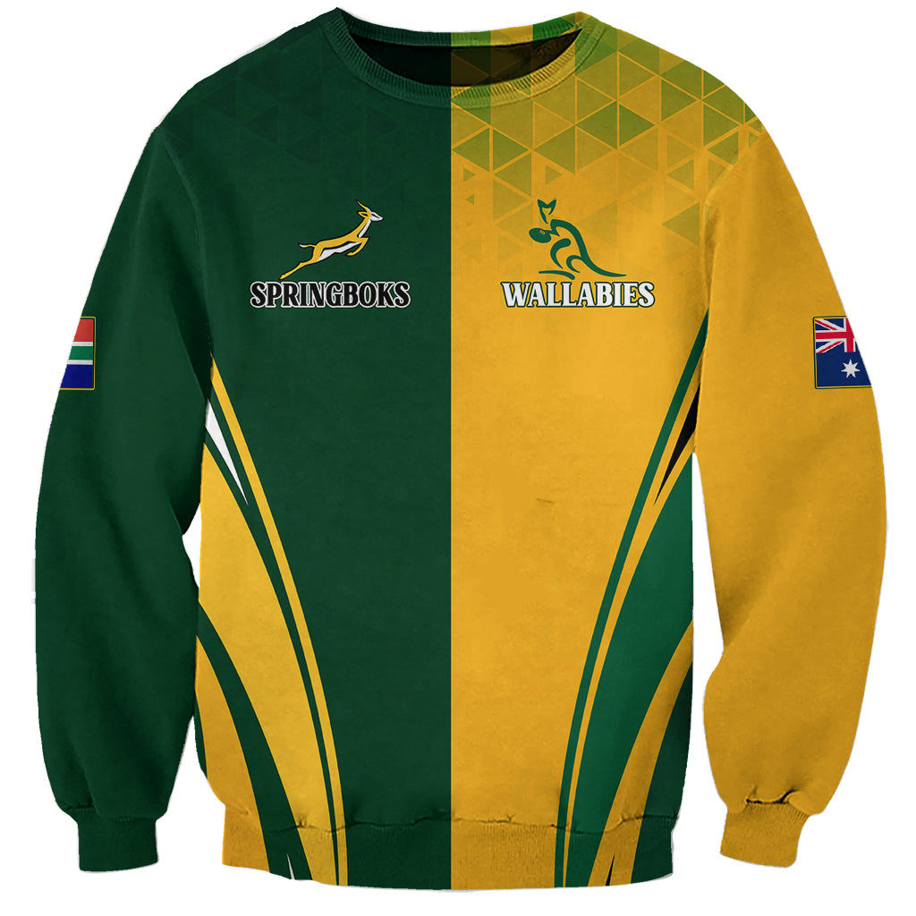 Personalised Australia Mix South Africa Rugby Sweatshirt Wallabies And Springboks - Champions Special Ver - Wonder Print Shop
