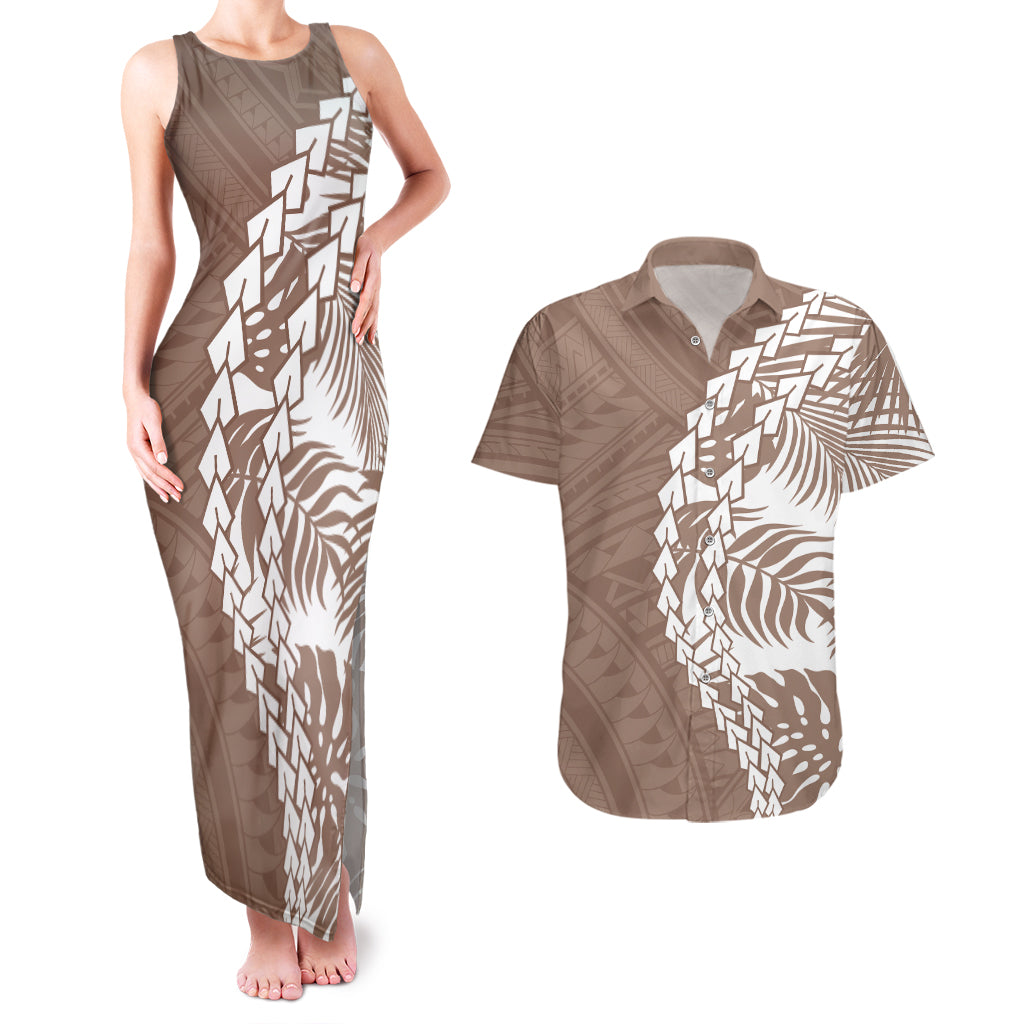 Polynesian Pride Couples Matching Tank Maxi Dress And Hawaiian Shirt Polynesia Tribal - Tropical Brown LT7 - Wonder Print Shop