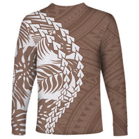 Polynesian Pride Long Sleeve Shirt Polynesia Tribal - Tropical Brown - Wonder Print Shop
