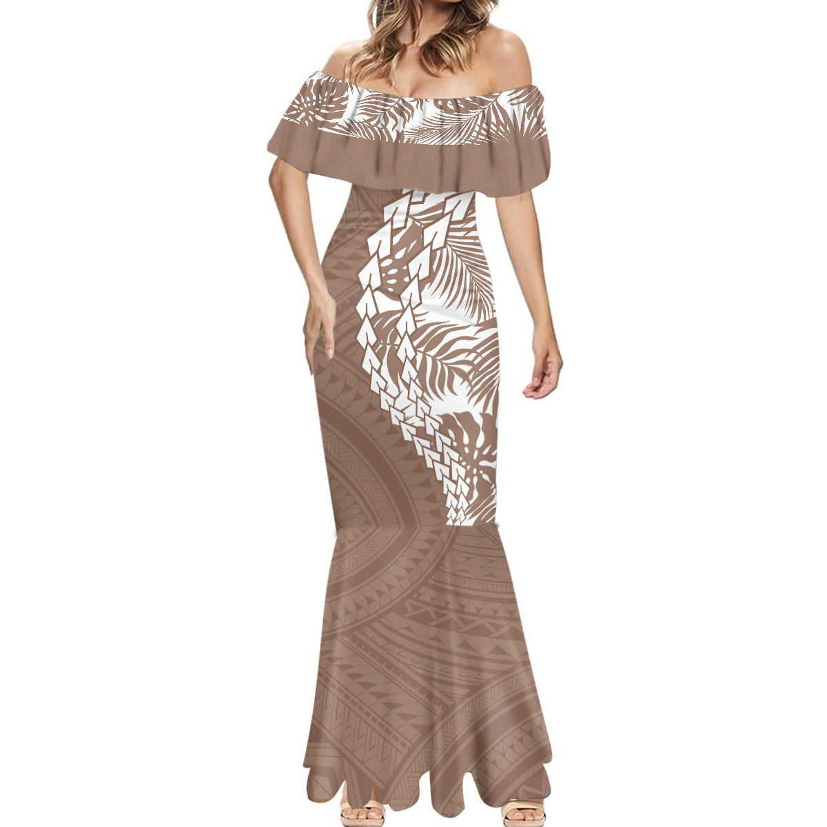 Polynesian Pride Mermaid Dress Polynesia Tribal - Tropical Brown - Wonder Print Shop