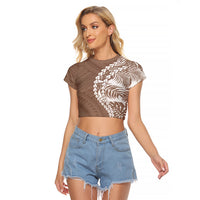 Polynesian Pride Raglan Cropped T Shirt Polynesia Tribal - Tropical Brown - Wonder Print Shop