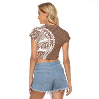 Polynesian Pride Raglan Cropped T Shirt Polynesia Tribal - Tropical Brown - Wonder Print Shop
