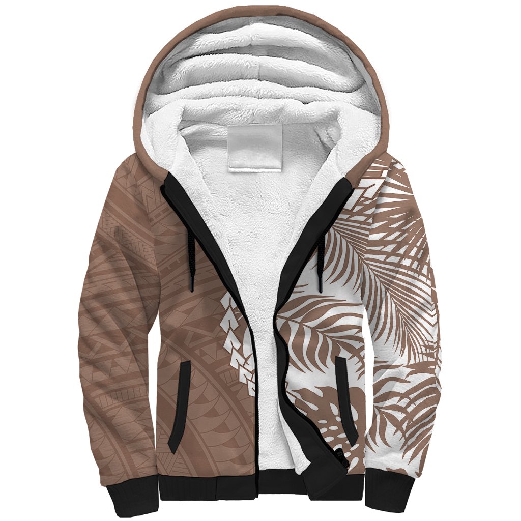Polynesian Pride Sherpa Hoodie Polynesia Tribal - Tropical Brown - Wonder Print Shop