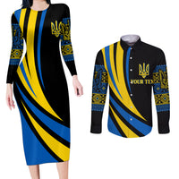 Ukraine Couples Matching Long Sleeve Bodycon Dress and Long Sleeve Button Shirts Independence Slava Ukraini "Battle Angel" LT7 - Wonder Print Shop