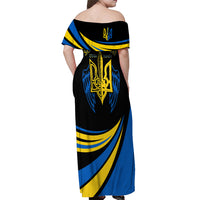 Ukraine Off Shoulder Maxi Dress Independence Slava Ukraini "Battle Angel" - Wonder Print Shop