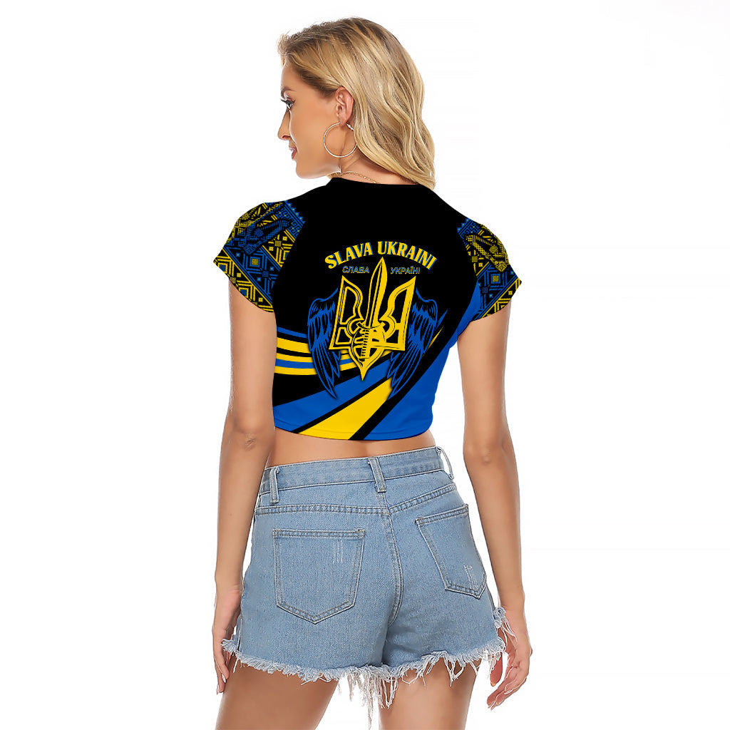 Ukraine Raglan Cropped T Shirt Independence Slava Ukraini "Battle Angel" - Wonder Print Shop