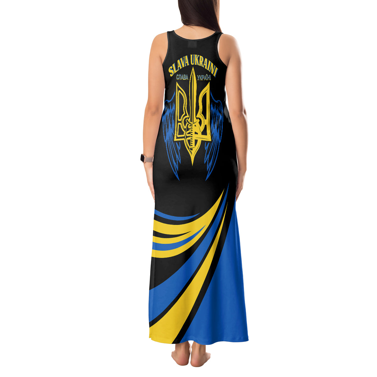 Ukraine Tank Maxi Dress Independence Slava Ukraini "Battle Angel" - Wonder Print Shop