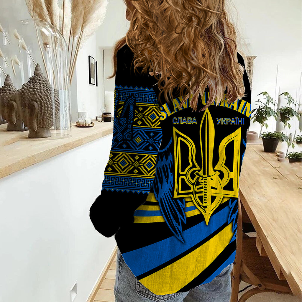 Ukraine Women Casual Shirt Independence Slava Ukraini "Battle Angel" - Wonder Print Shop