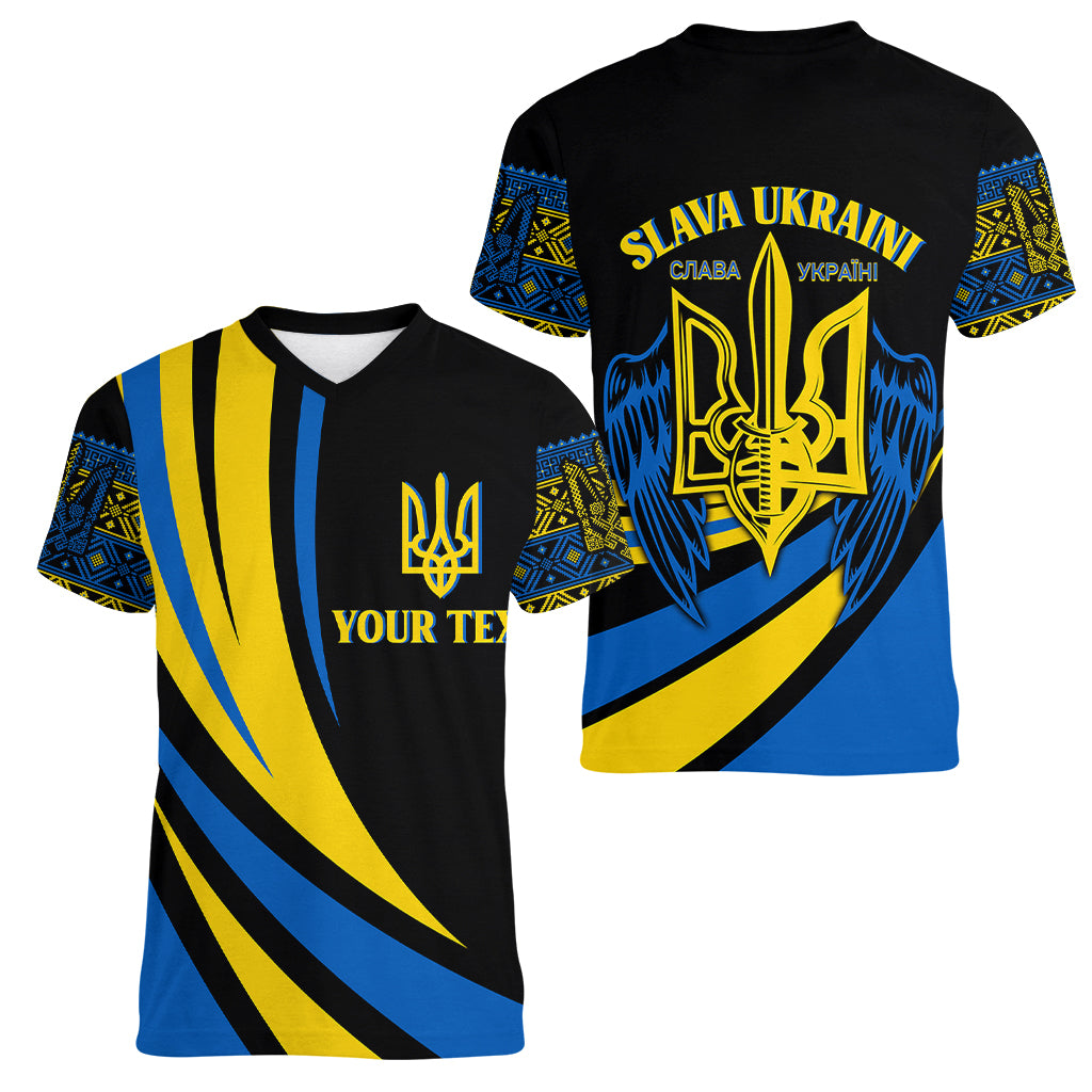 Ukraine Women V Neck T Shirt Independence Slava Ukraini "Battle Angel" - Wonder Print Shop