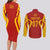 Personalised Spain Football Couples Matching Long Sleeve Bodycon Dress and Long Sleeve Button Shirts World Cup Campeona 2023 La Roja LT7 - Wonder Print Shop