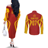 personalised-spain-football-couples-matching-off-the-shoulder-long-sleeve-dress-and-long-sleeve-button-shirts-world-cup-campeona-2023-la-roja