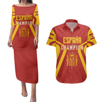 Personalised Spain Football Couples Matching Puletasi Dress and Hawaiian Shirt World Cup Campeona 2023 La Roja LT7 - Wonder Print Shop